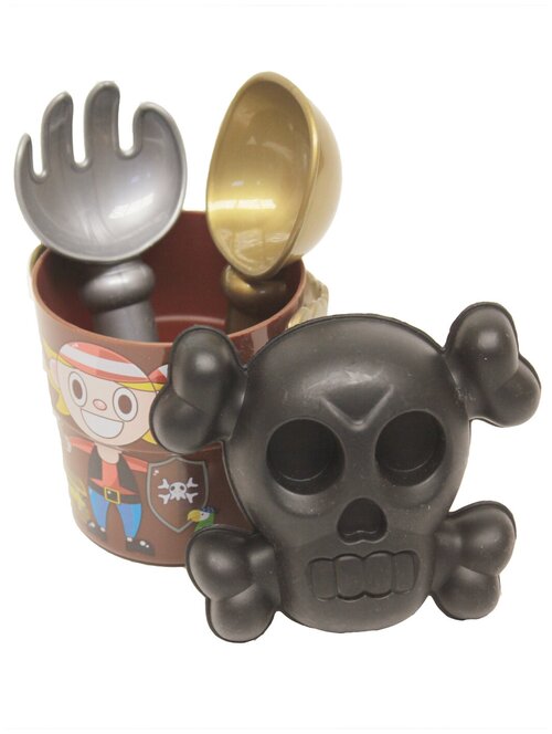 Игрушки для песочницы 4 предмета (ведерко, лопатка, грабли, форма) Весёлые пираты