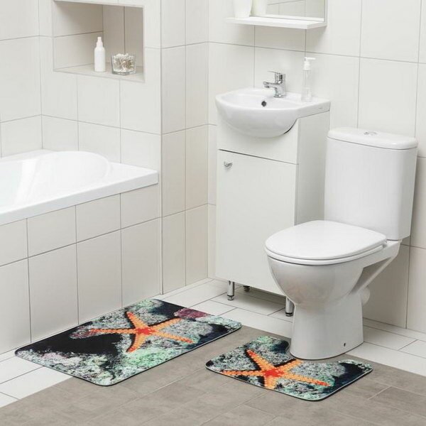 Набор ковриков для ванной и туалета "Морская звезда", 2 шт: 50x80, 40x50 см