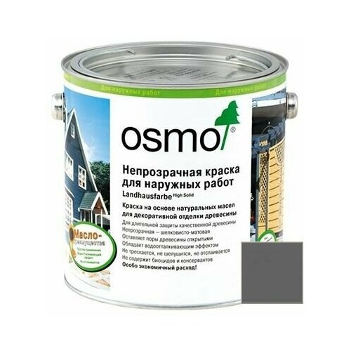 Краска непрозрачная Osmo Landhausfarbe для наружных работ серая (2704) 0,75 л