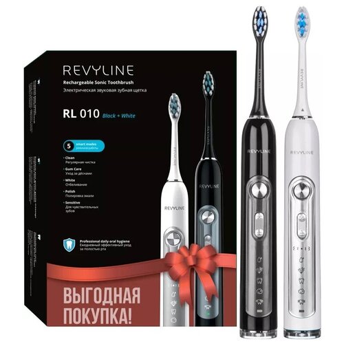Набор электрических звуковых щеток Revyline RL 010 черная белая 939000₽