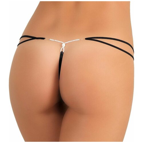фото Трусы женские с тонкими боковинками в виде двух изящных полосочек и изысканным элементом в виде жемчуга нет бренда