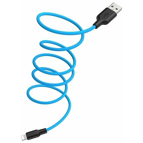 USB кабель HOCO X21 Plus Silicone Lightning 8-pin 2.4А силикон 1м (синий, черный) usb кабель hoco x21 plus silicone lightning 8 pin 2 4а 1м силикон желтый черный