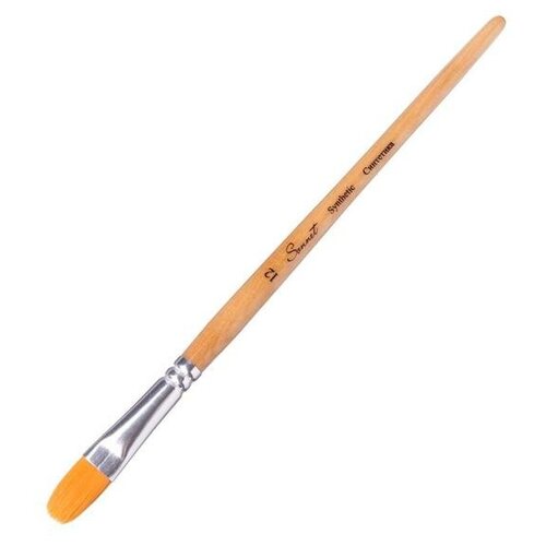 Кисть Синтетика Овальная ЗХК Сонет №12 (12 мм), короткая ручка пропитана лаком