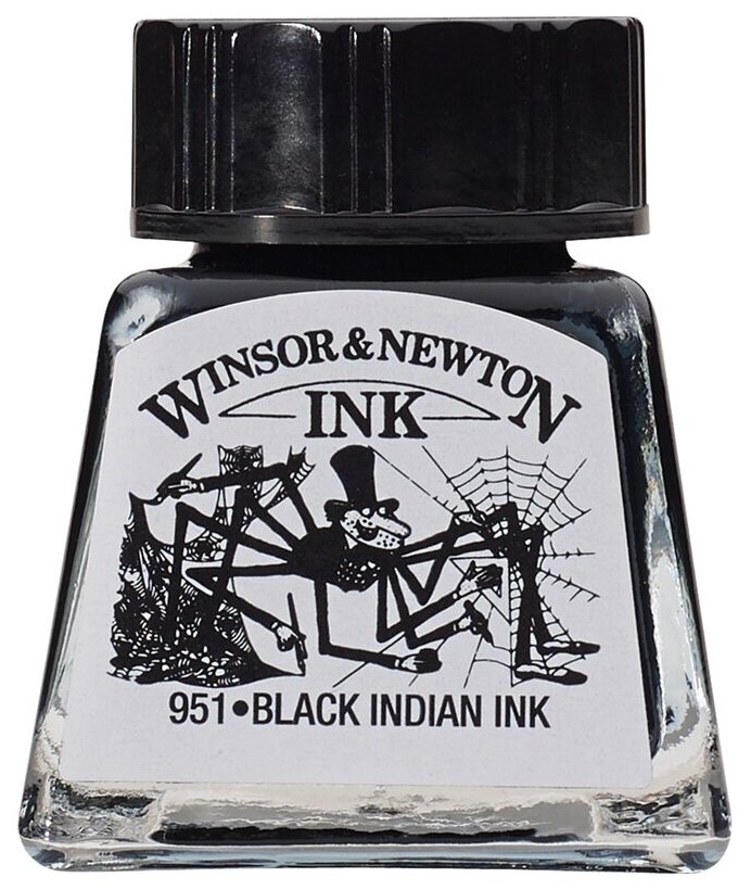 Тушь Winsor&Newton для рисования, черный, стекл. флакон 14мл (1005030)