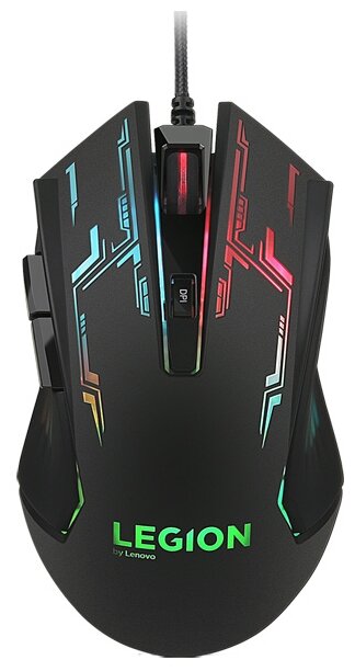 Мышь Lenovo Legion M200 RGB, игровая, оптическая, проводная, USB, черный [gx30p93886]