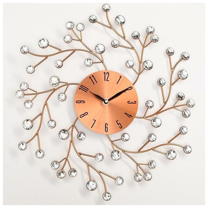 Часы настенные плавный ход, серия: Ажур, "Цветы сакуры", 38 см, циферблат 13 см, часы интерьерные