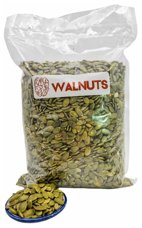 Тыквенные семечки очищенные без обжарки 1000 грамм, свежий урожай WALNUTS вкусные, без горечи