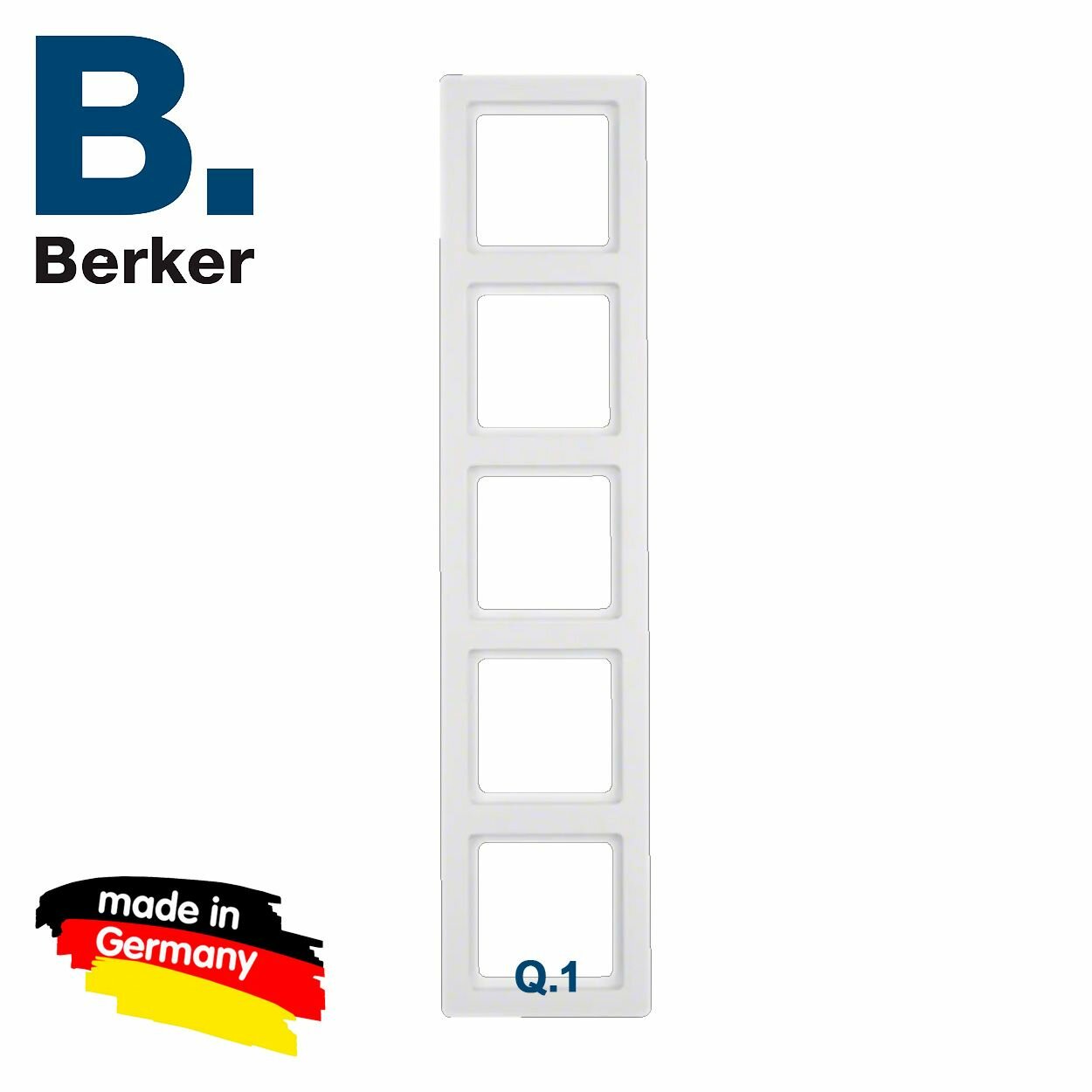 Рамка 5-местная, цвет: полярная белизна, с эффектом бархата, Berker Q.1, 10156089