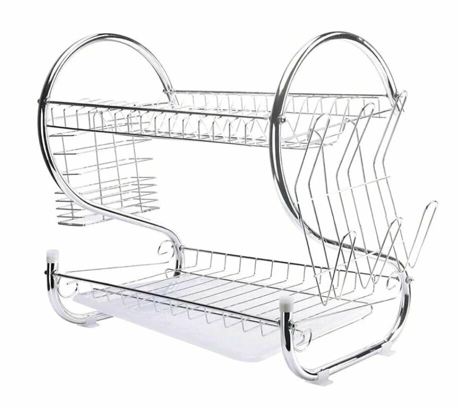 Сушилка для тарелок, 2 уровня, нержавеющая сталь, размер в сборе 48х26х38 см