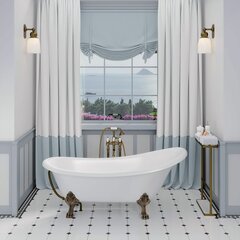 Изображение товара Отдельностоящая ванна Aqua de Marco EDELWEISS 170х80 , литьевой мрамор, белая, с бронзовыми ножками