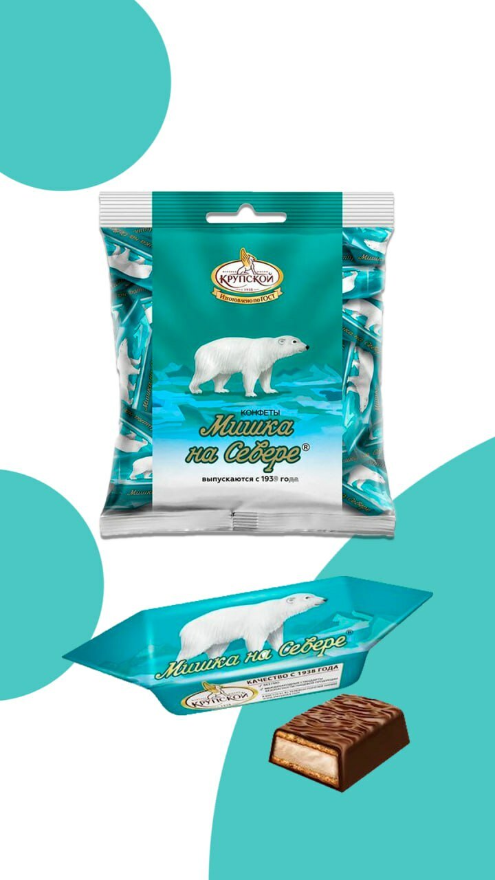 Конфеты ТМ Фабрика им. Крупской "Мишка на севере", 200 г, пакет