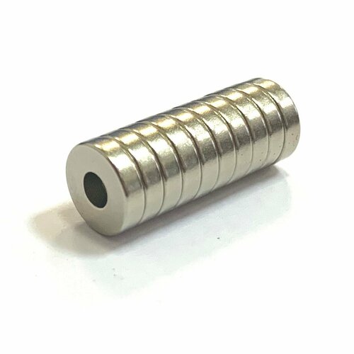 Неодимовый магнит 8х3х2 мм (диаметр 8 мм, высота 2 мм), N38SH, кольцо - 10 штук