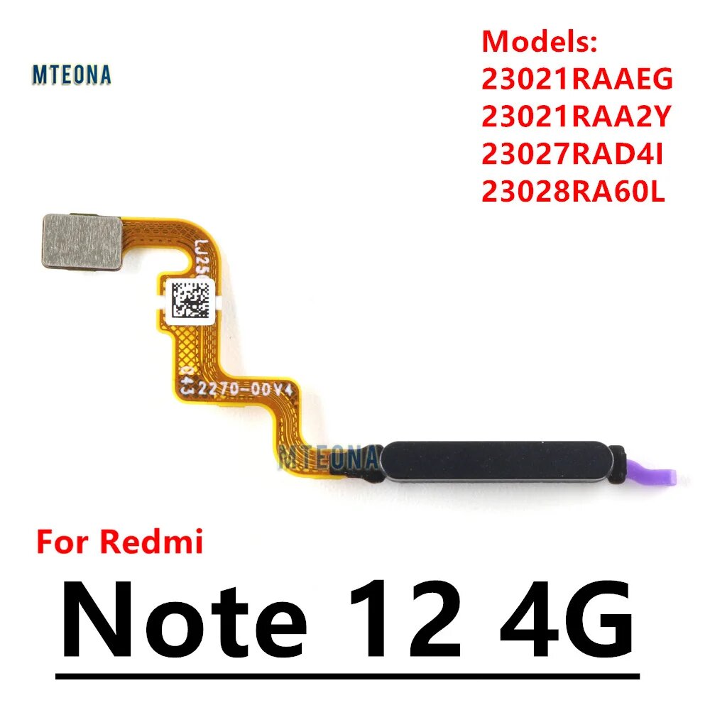 Сенсорный датчик отпечатков пальцев для Redmi Note 12 4G 5G Home Button Распознавание отпечатков пальцев ленточный сенсор гибкий кабель, Note 12 4G Gray