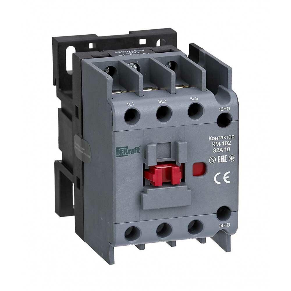 22005DEK Контактор 32А 220В/230В АС3 АС4 1НО КМ-102 DEKraft - фото №1