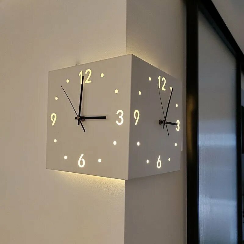 Часы настенные, с LED-подсветкой, квадратные, металл, 26x26 см