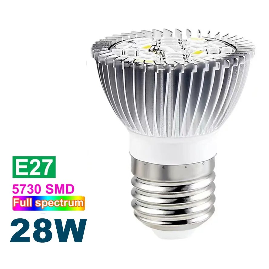 HZZKZZ светодиодная фитолампа полный спектр, Led Plant Grow Light, E27 28W
