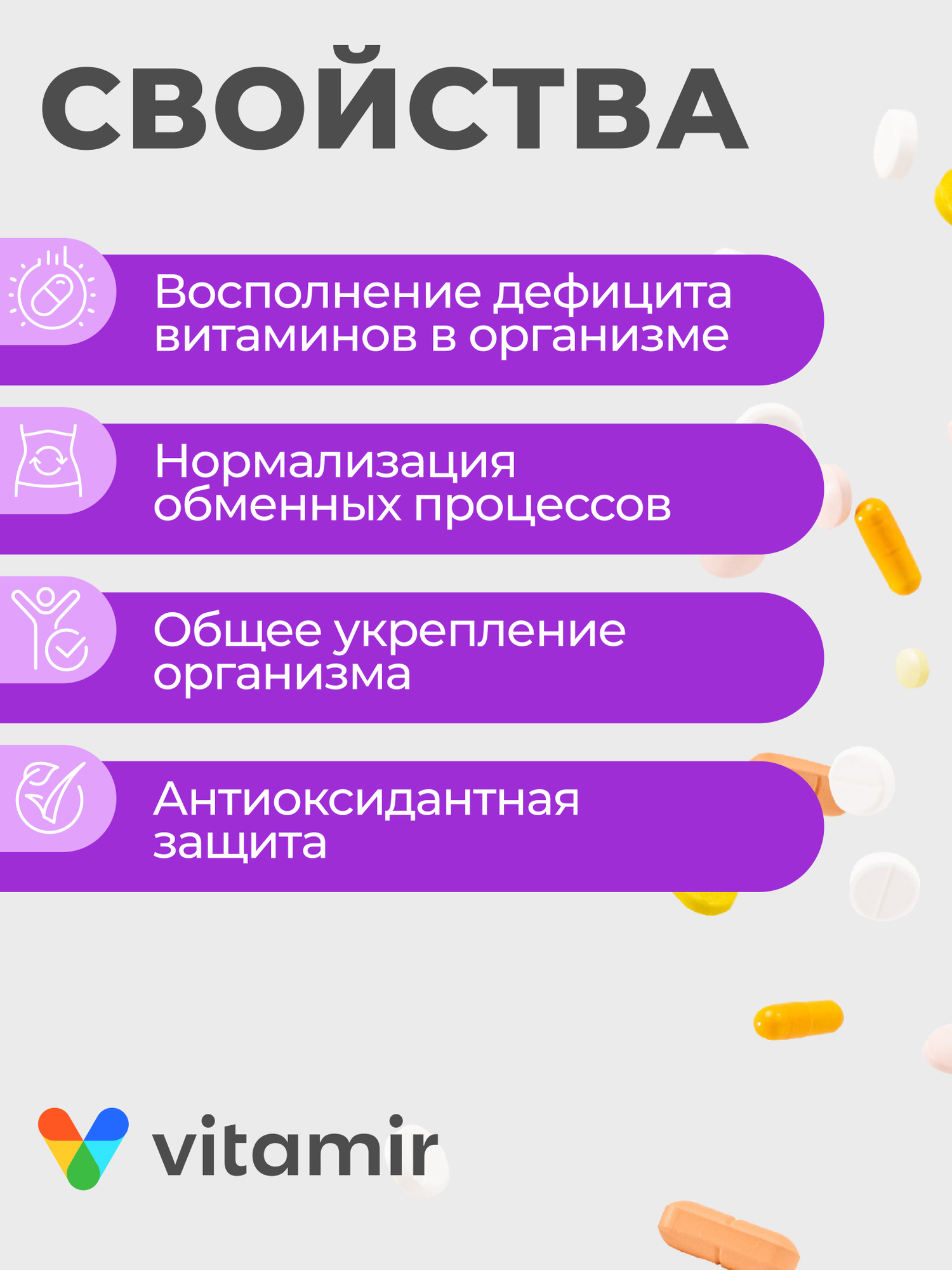 Мультивитамины для мужчин и женщин VITAMIR PRO / Витаминный комплекс для взрослых и детей / 60 таблеток — фото 1
