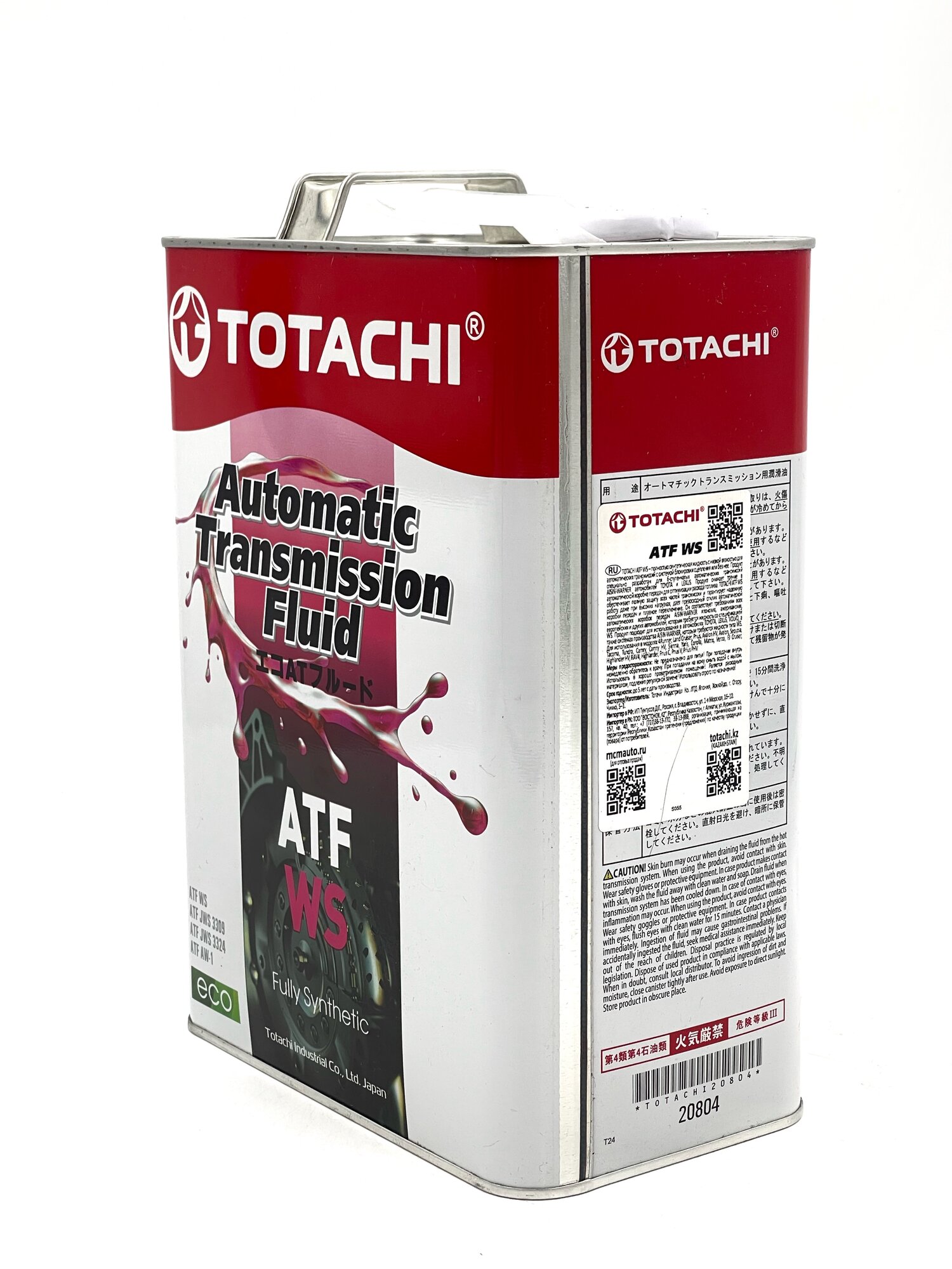 Масло трансмиссионное Totachi ATF WS , объем 4 литра, для авто — фото 1