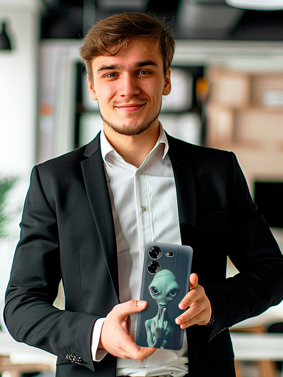 Силиконовый чехол на Tecno Pova 5 / Техно пова 5 с рисунком "Инопланетянин" — фото 1