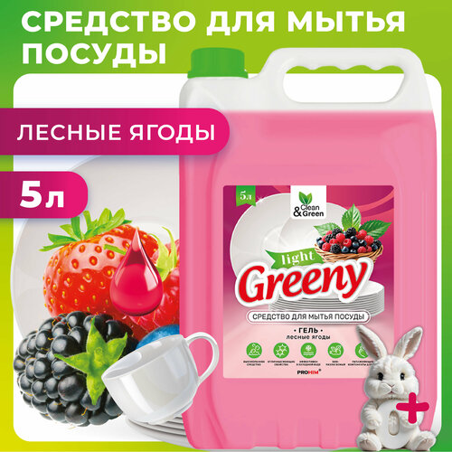Средство для мытья посуды Clean &Green Greeny Light, лесные ягоды, 5 л