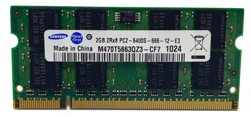 Оперативная память Samsung 2 ГБ DDR2 800 МГц SODIMM CL6 M470T5663QZ3-CF7