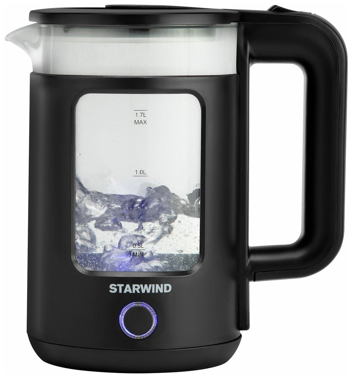 Чайники электрические STARWIND SKG1053 1.7л. 1800Вт черный (стекло)