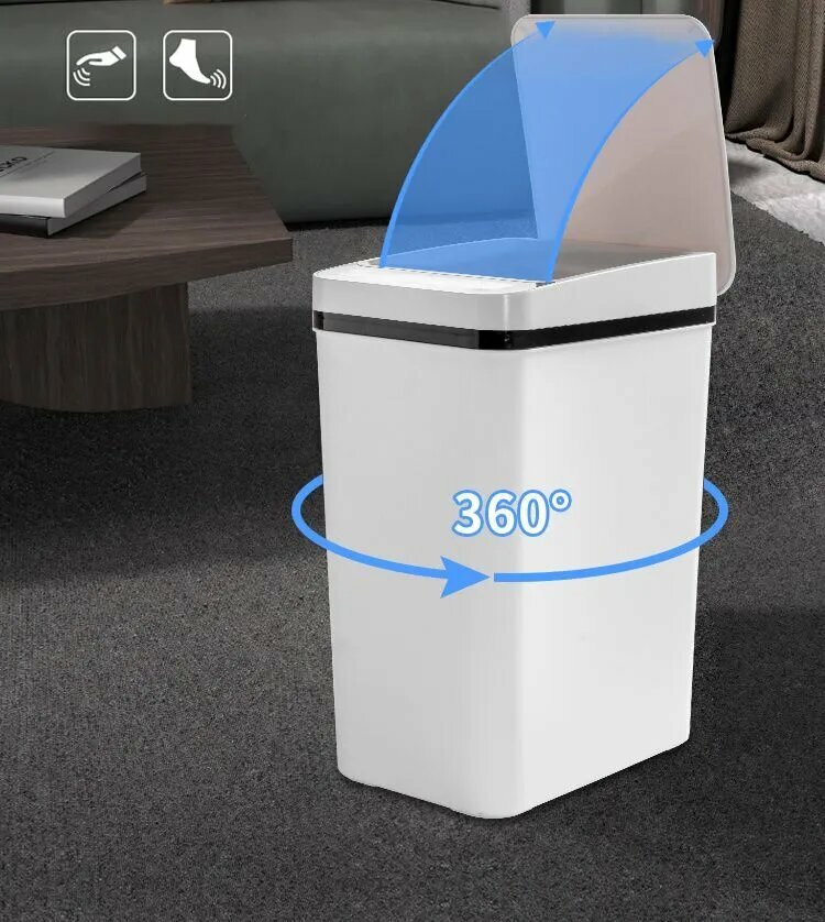 Мусорные Ведра И Баки Xiaomi Мусорное ведро Xiaomi, 12 литров, индуктивное открытие, белое