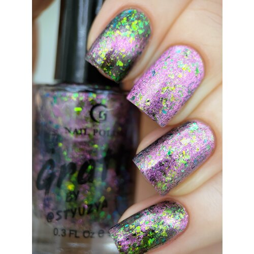 Лак для ногтей магнитный с мультихромной поталью - Grattol Color Nail Polish Lady D - inosau, 9 мл