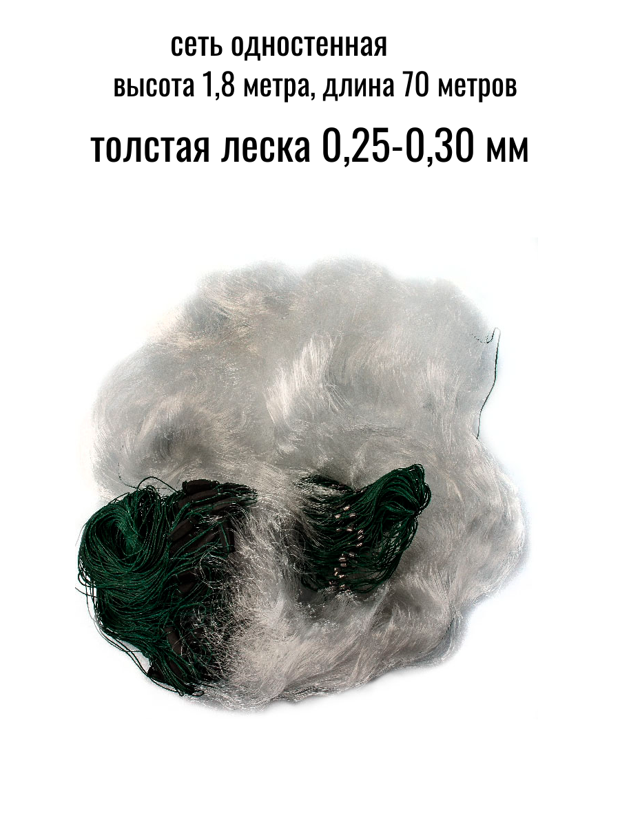 Сеть ячея 70мм рыболовная одностенная 1,8*70 м, толст. леска