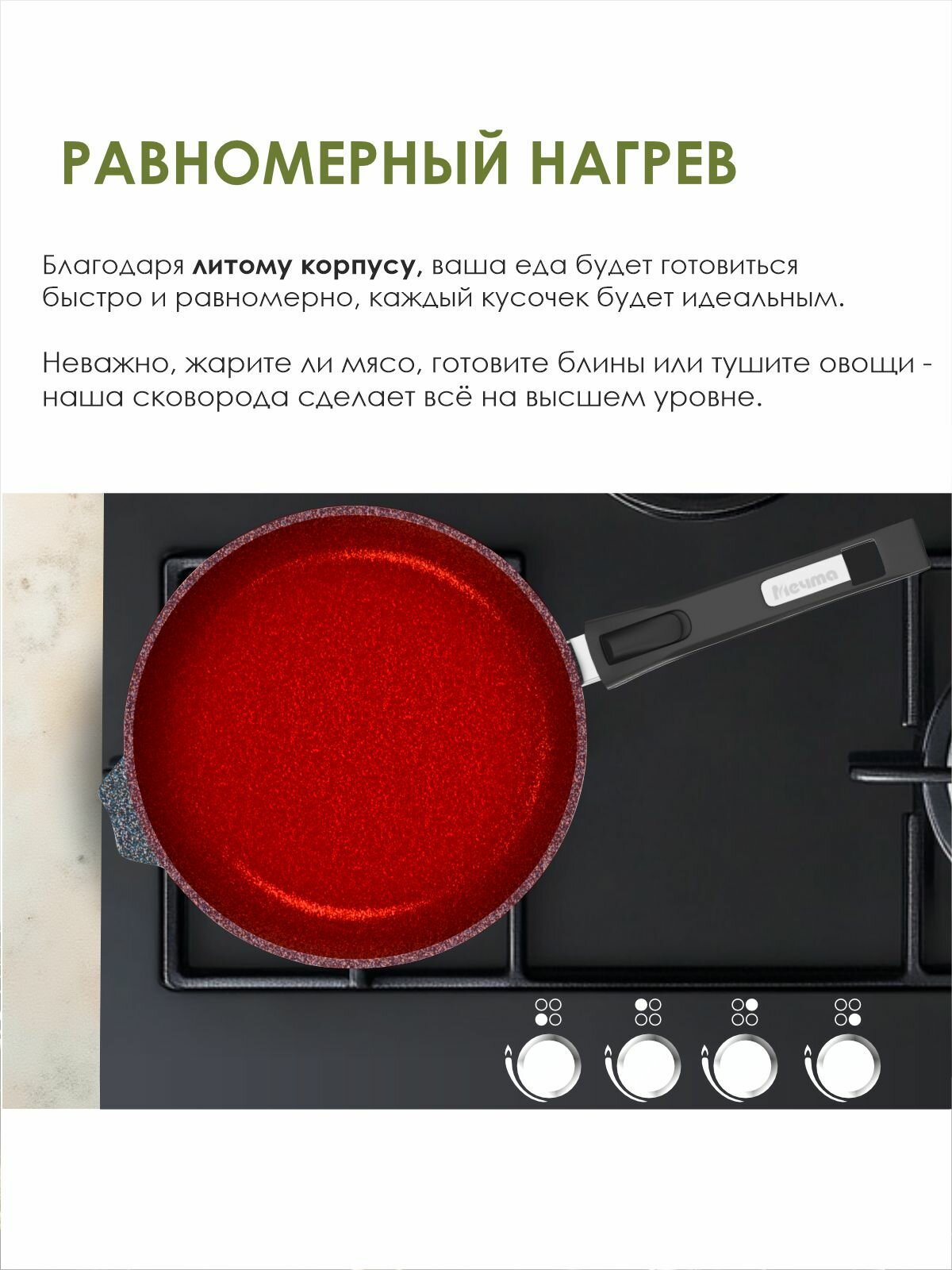 Сковорода Мечта 28 см, со съёмной ручкой и стеклянной крышкой, Granit Star ultra — фото 1