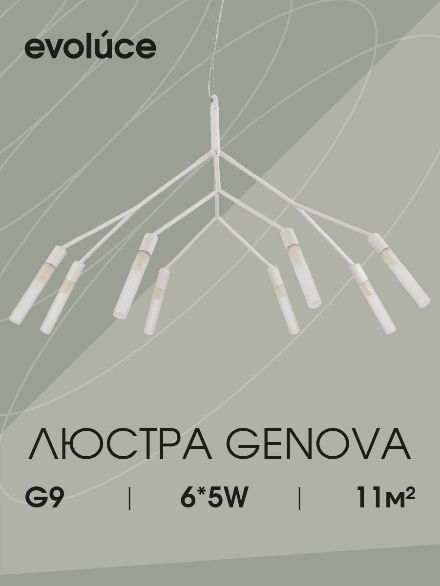 Светильник подвесной, подвес Evoluce Белый G9 8*5W SLE1129-503-08