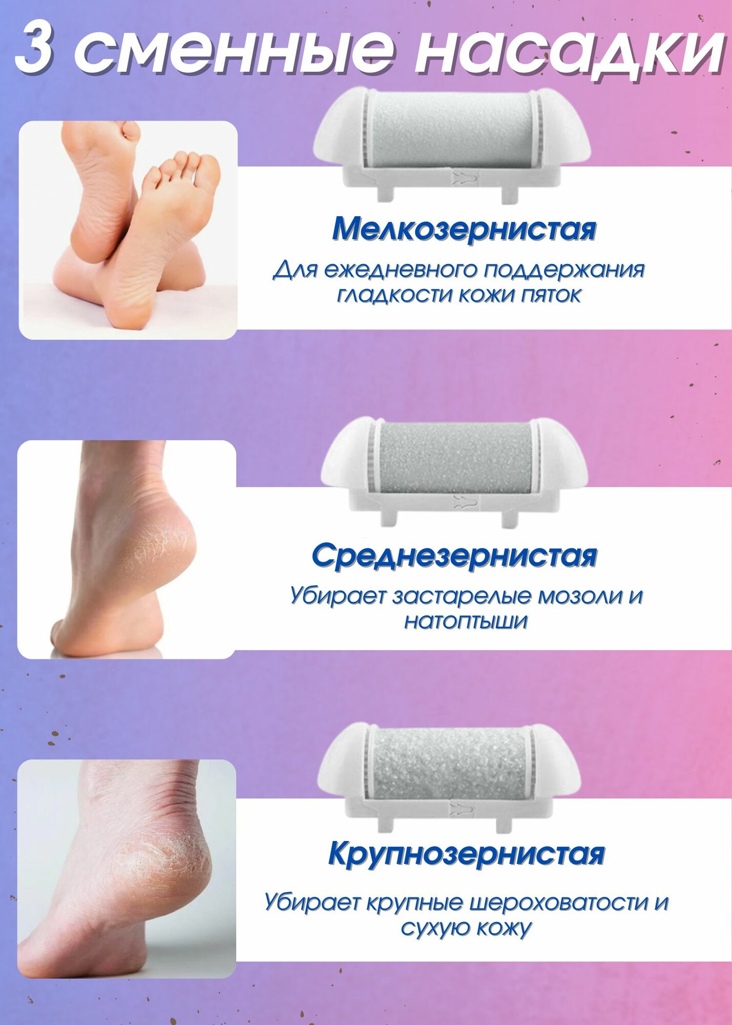 Картинки Пилка для пяток электрическая, роликовая / педикюрный аппарат для ног, электропемза, для удаления огрубевшей кожи и натоптышей, беспроводная, терка педикюрная