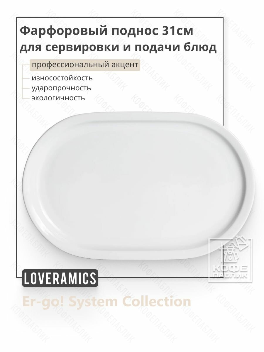 Фарфоровый поднос / сервировочная тарелка Loveramics Er-go! System 31см для рулетов, салатов, пиццы и тортов