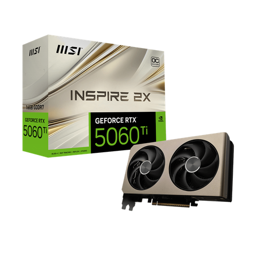 Видеокарта MSI GeForce RTX 5060 Ti INSPIRE 2x OC GDDR7 16ГБ 2 вентилятора 66500₽