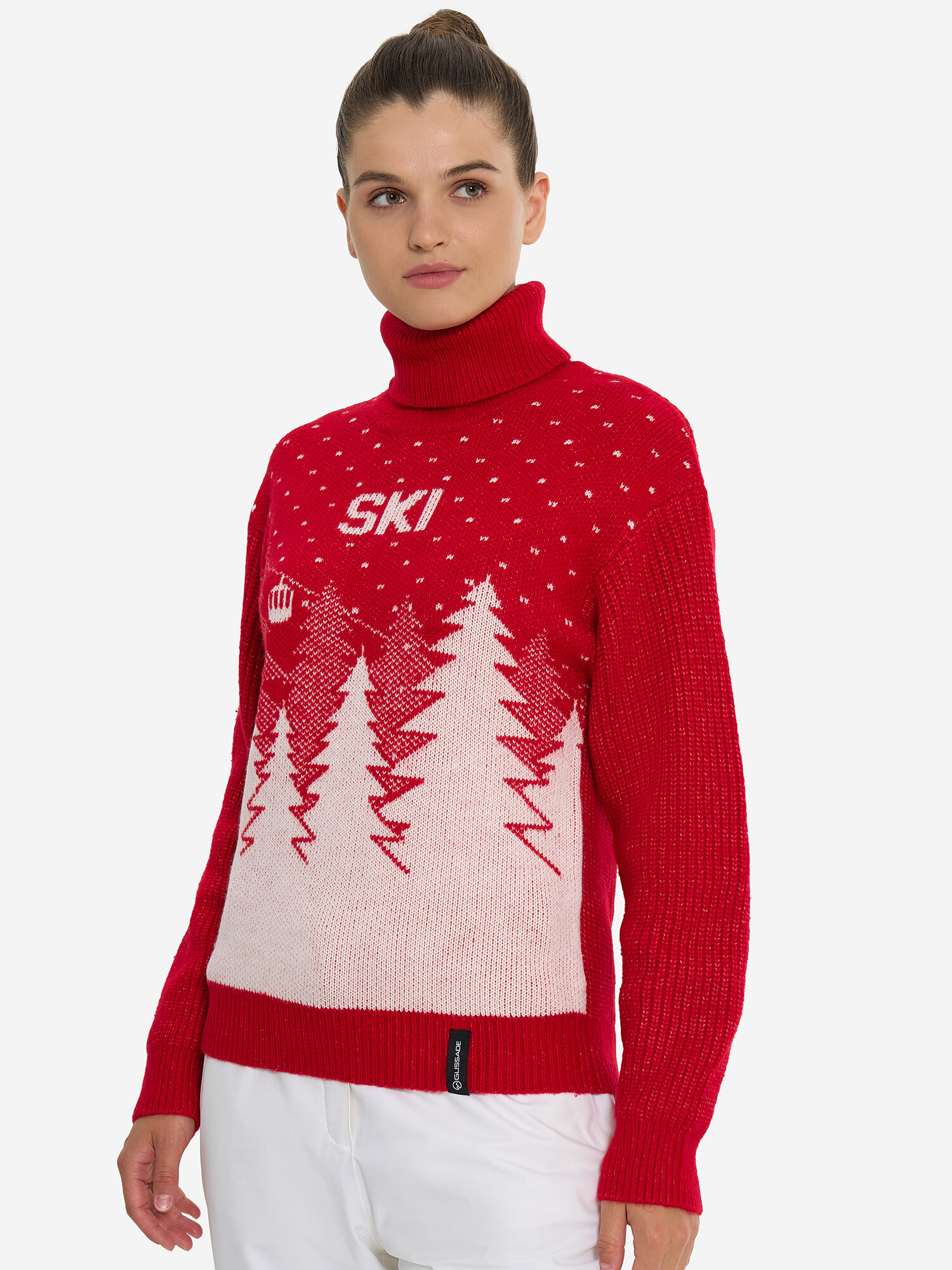 Свитер GLISSADE Women's Knitted Jersey Jumper, размер 44, , красный/белый — фото 1