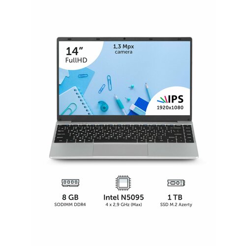 Ноутбук Azerty RB-1450 (14" IPS 1920x1080, Intel N5095 4x2.0GHz, 8Gb DDR4, 1024Gb SSD)