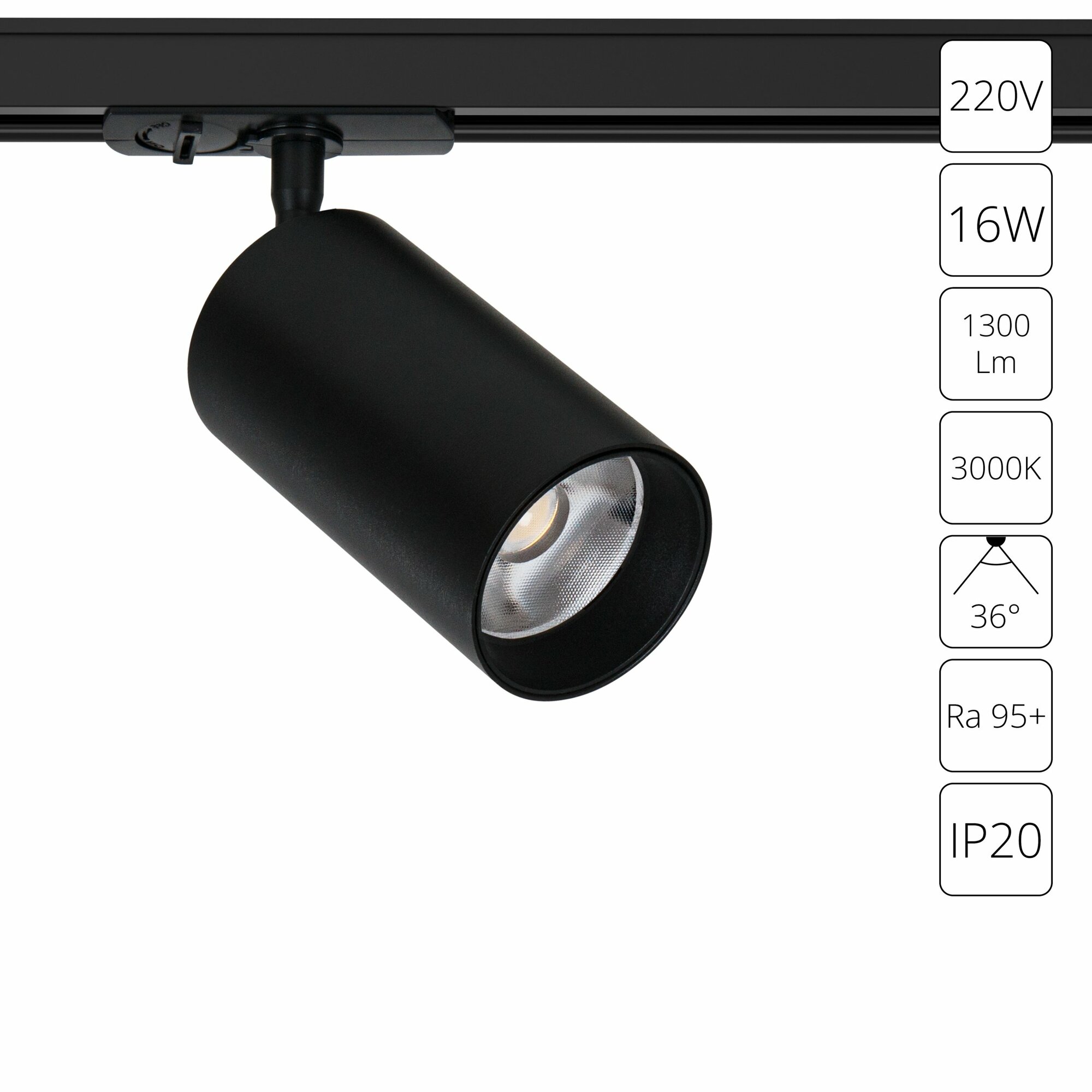 Трековый светильник Arte Lamp AERO A1337PL-1BK, 1300Лм, 3000К, LED, черный