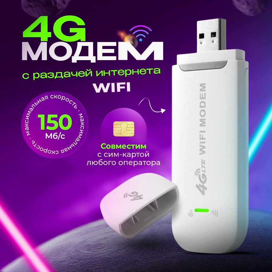 Беспроводной модем 3G 4G LTE usb + WI-FI роутер Любой оператор White TianJie 4G Pro Series X точка доступа для раздачи интернета, белый — фото 1