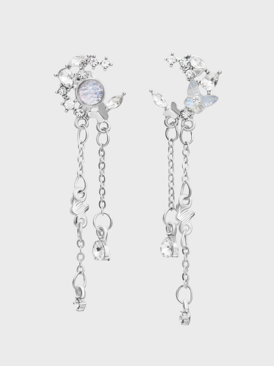 Серьги пусеты be self true, эмаль, серебристый