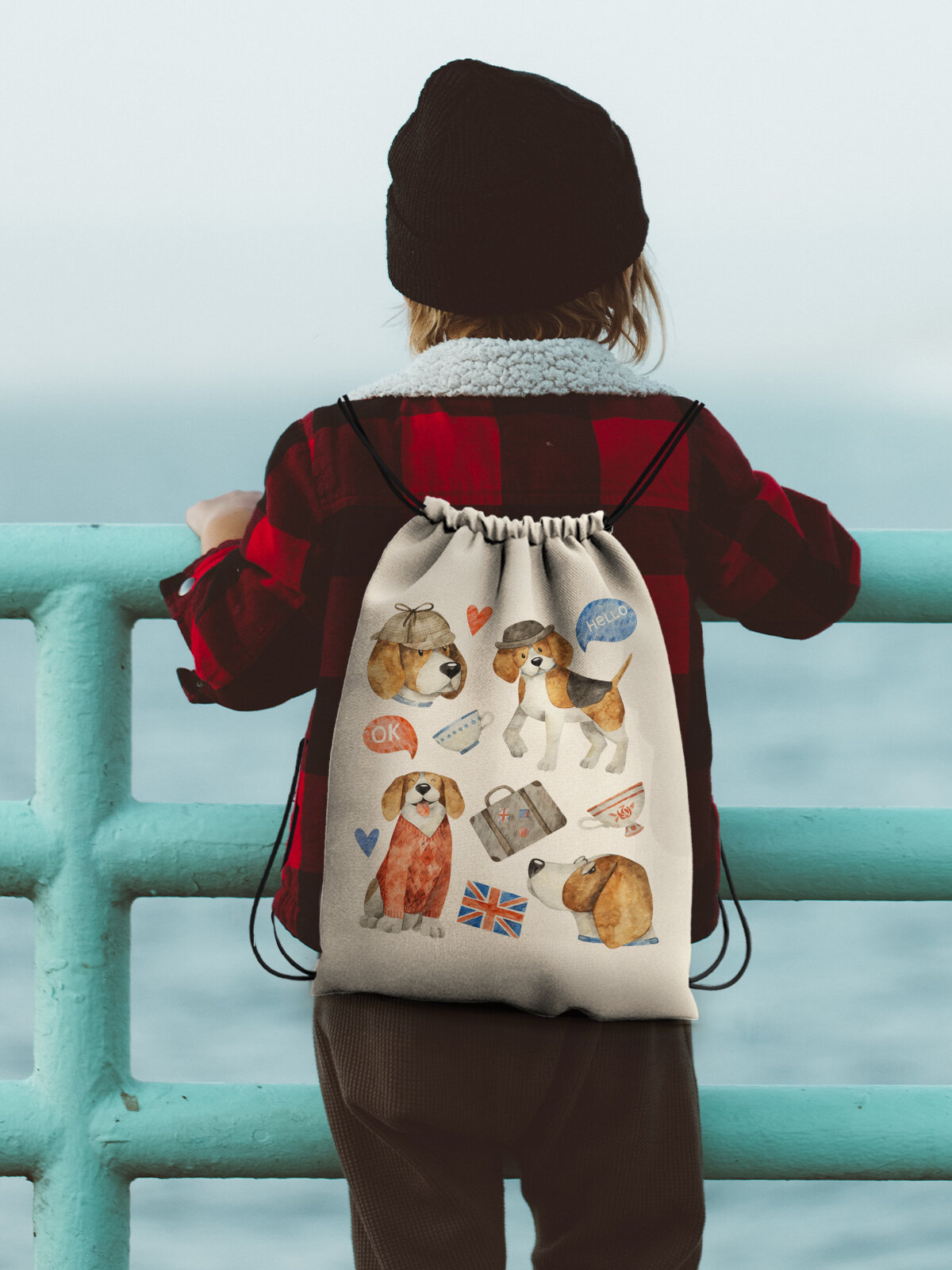 Сумка для сменной обуви Gerasim "Бигль", эко-ткань хлопок/полиэфир, 38х29х6 см