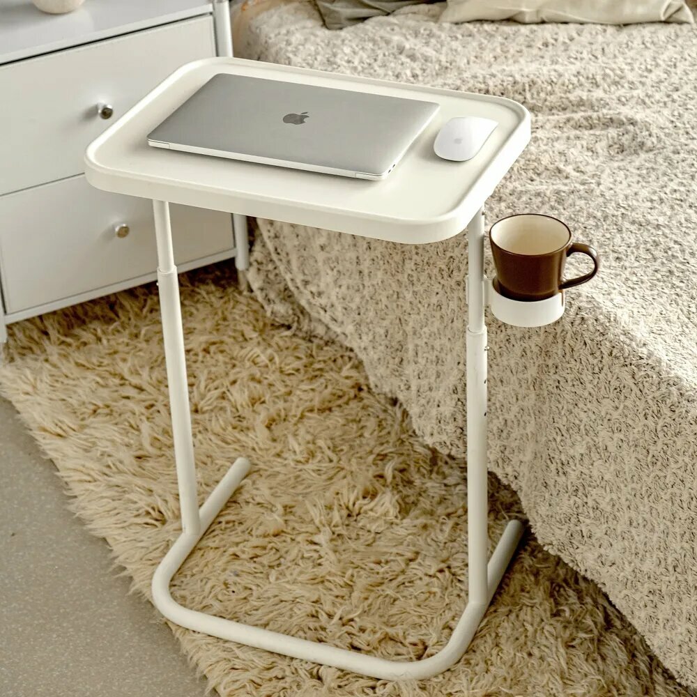 Приставной столик "Бьерк", для ноутбука, с регулировкой высоты, складной, белый, 48x35x70 см