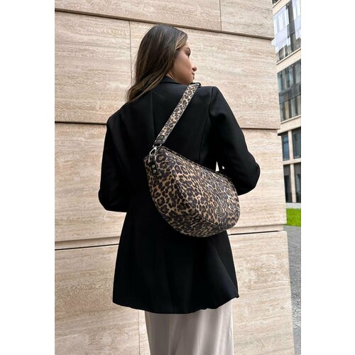 Сумка багет Shapely, фактура под рептилию, серебристый