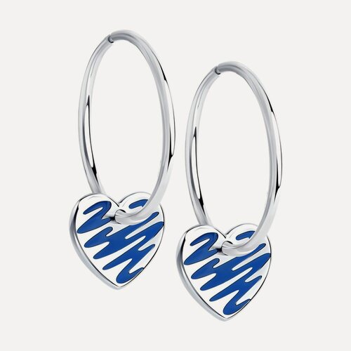 Изображение товара Серьги конго, серебро, 925 проба, родирование, эмаль