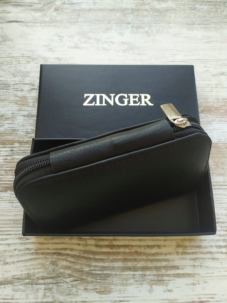 Изображение Маникюрный набор ZINGER на молнии 8105, мужской, 7 предметов, чехол черный матовый