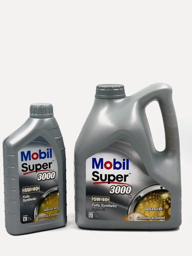 Изображение товара Комплект моторного масла Mobil Super 3000 x1 5w-40 , 4 литра + 1 литр, синтетическое 5 литров