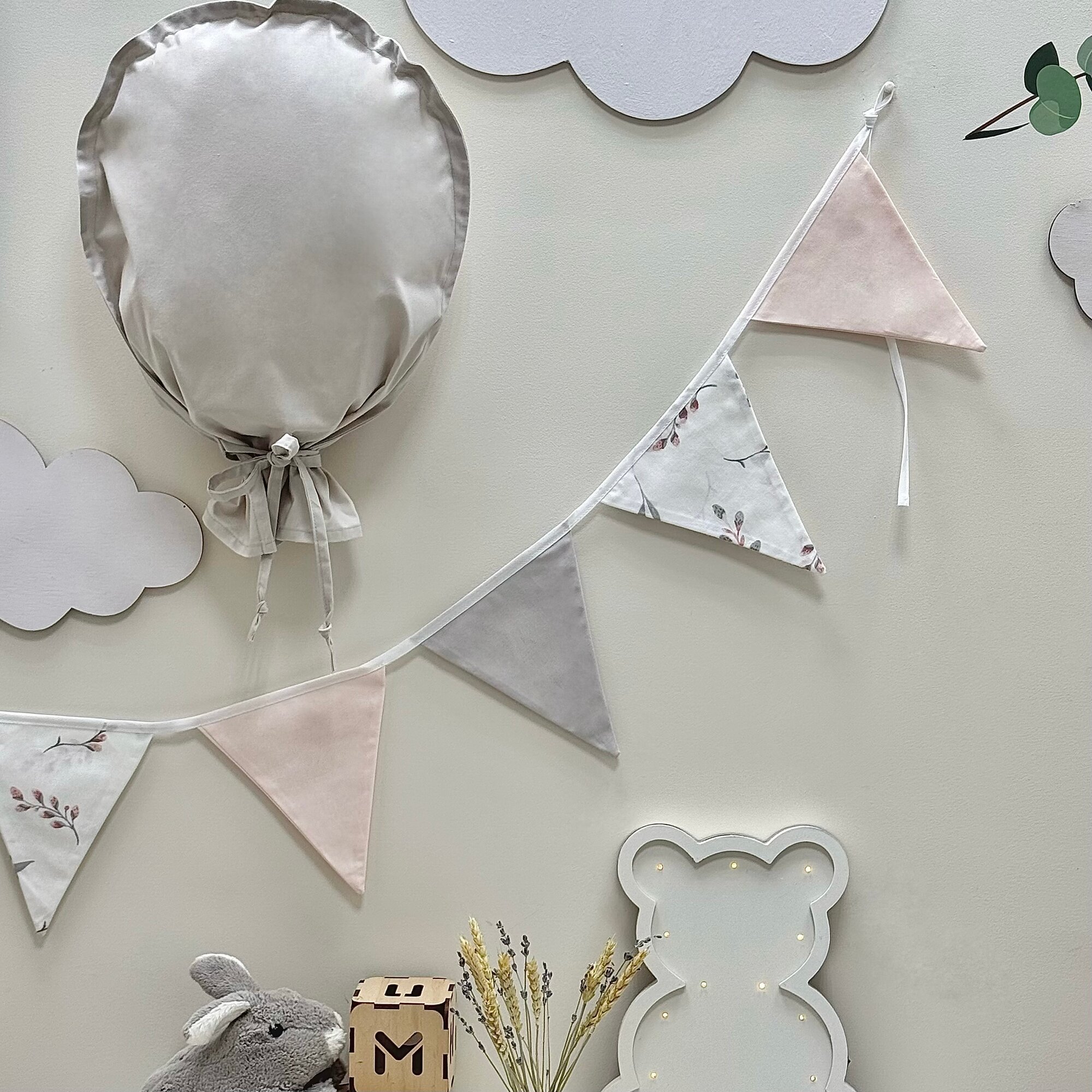 Гирлянда из тканевых флажков MamiBro, 100 % хлопок, PVR, размер 260 см — фото 1