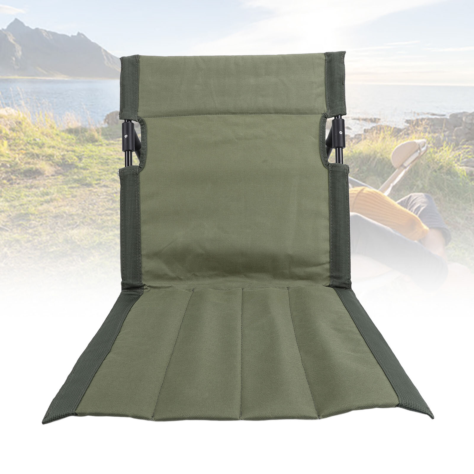 Складной шезлонг-шезлонг портативный повышенной комфортности из ткани Оксфорд для отдыха на открытом воздухе для газона сада кемпинга пляжа пикника армейский зеленый цвет