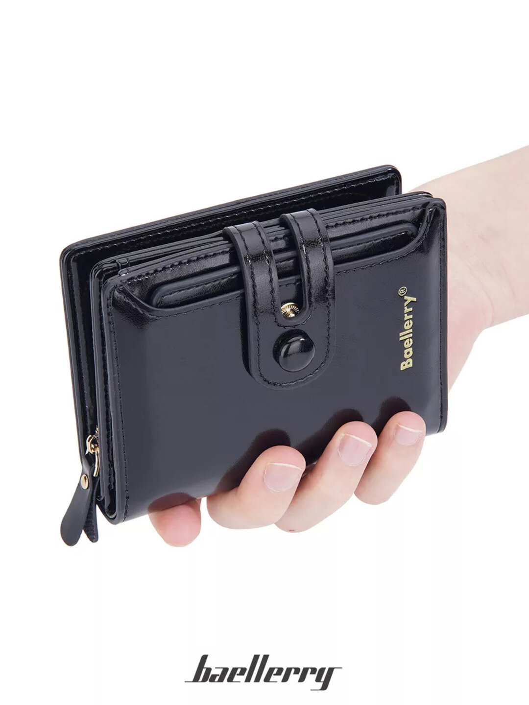 Кошелек baellerry, фактура лаковая, black — фото 1