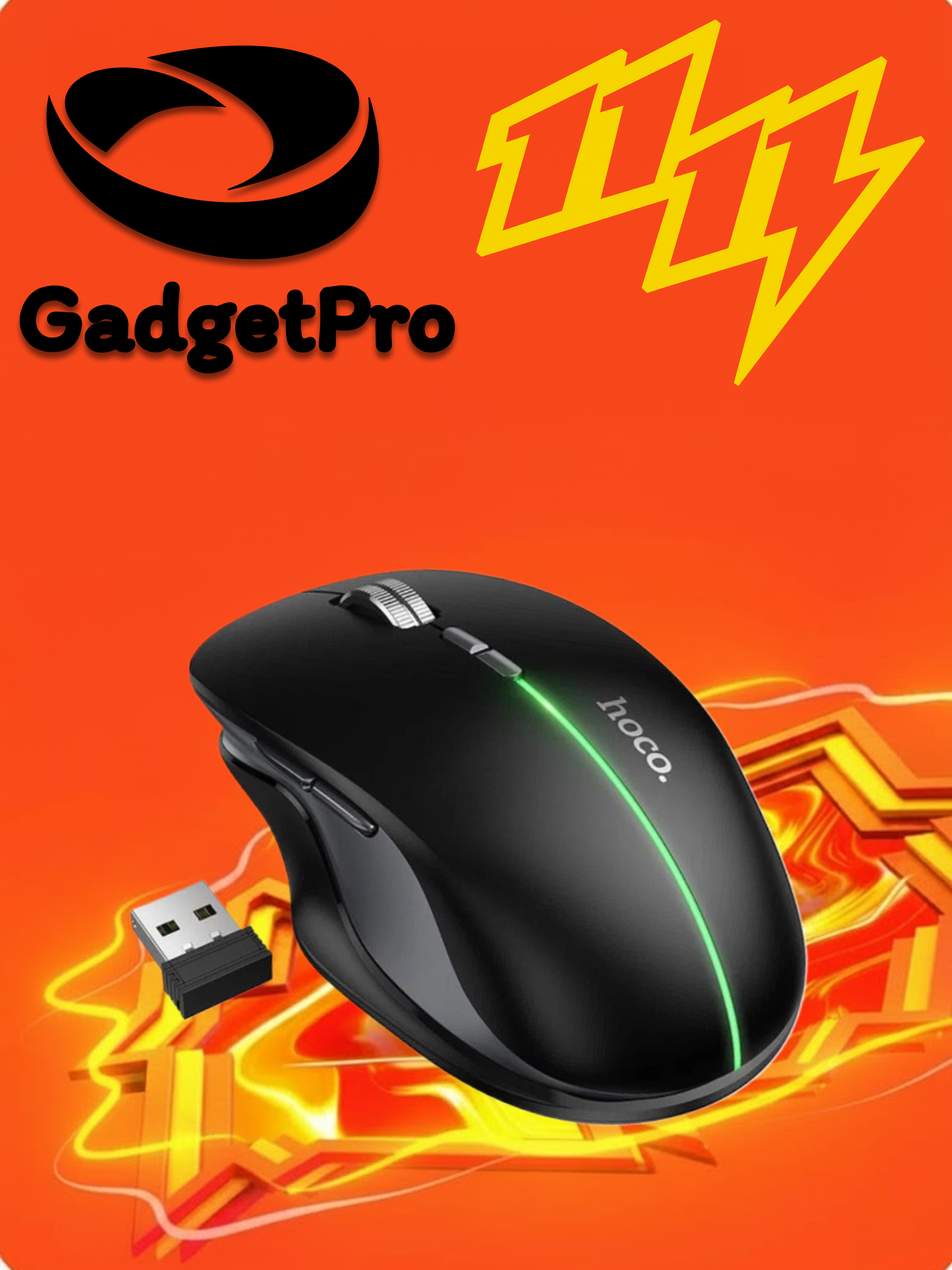 Беспроводная мышь Hoco GM40: Bluetooth и 2.4G, для компьютера, надежная, быстрая, современная. Черный.