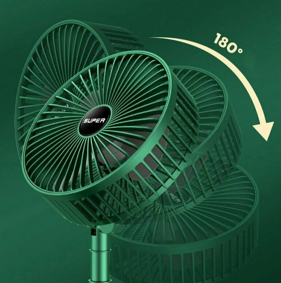 Портативный вентилятор "Телескопический", складной, USB, 2000mAh, 3 скорости, зеленый — фото 1